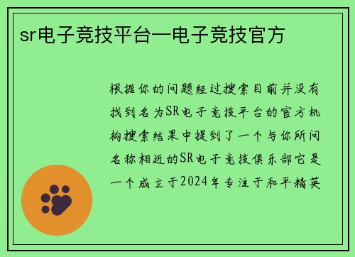 sr电子竞技平台—电子竞技官方